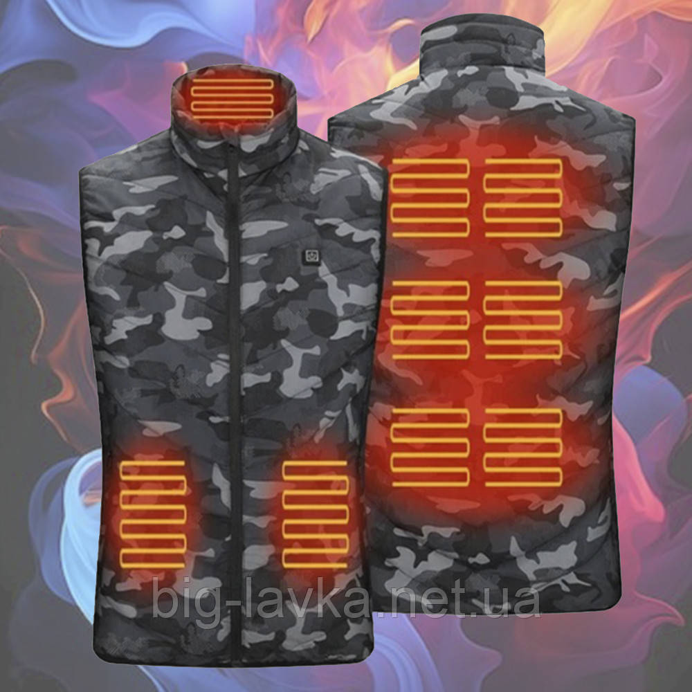 Жилетка з підігрівом від PowerBank 9 зон L L Камуфляж, фото 1