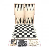 Набор настольных игр W768B 3в1 - деревянные шашки, шахматы, нарды