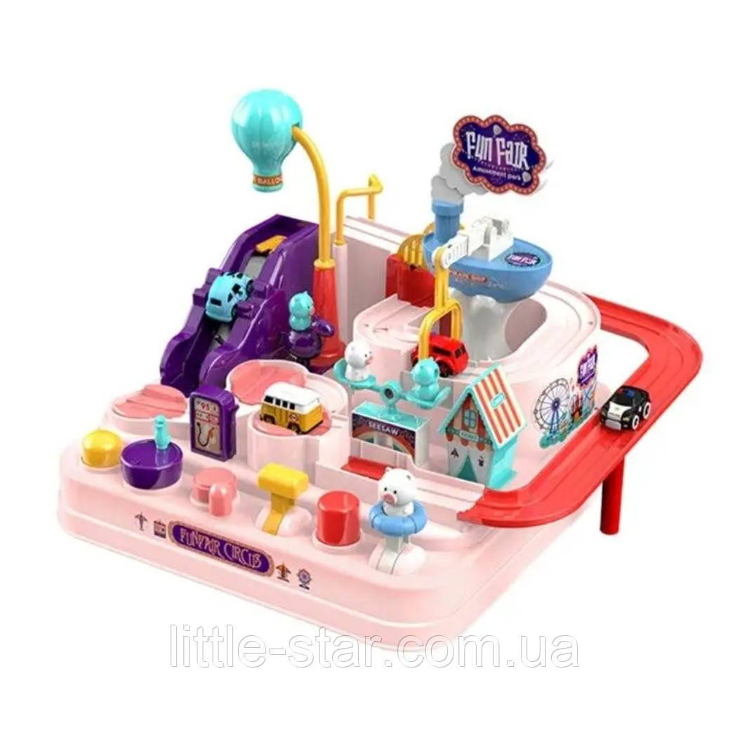 Дитячий набір парковка Парк розваг, 2 машинки, наліпки