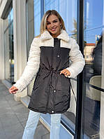 Женская удобная и практичная куртка на осень-зиму 42/46, чорний