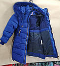 Куртка зимова на дівчинку на флісі темно-синя, фото 7
