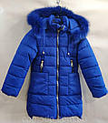 Куртка зимова на дівчинку на флісі темно-синя, фото 5