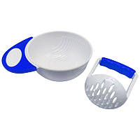 Чаша для измельчения еды пластиковая (белая с синим) Пластик Синий Белый (225686)