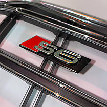 Решітка радіатора AUDI (Ауді) A6 С7.5 (2015-2018) Хром рамка, лого та ребра, СІРИЙ мат сітка, стиль S6, фото 6