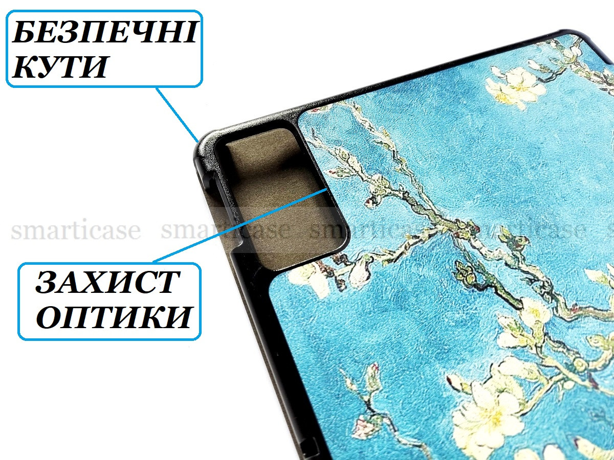 Бирюзовый чехол книжка на Xiaomi Redmi Pad SE (Cяоми редми пад се),цветущее дерево (sakura) - фото 7 - id-p2008493828