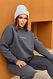 Графітовий теплий жіночий спортивний костюм із турецького футеру, фото 2