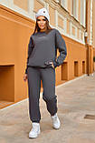 Графітовий теплий жіночий спортивний костюм із турецького футеру, фото 3