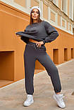 Графітовий теплий жіночий спортивний костюм із турецького футеру, фото 4