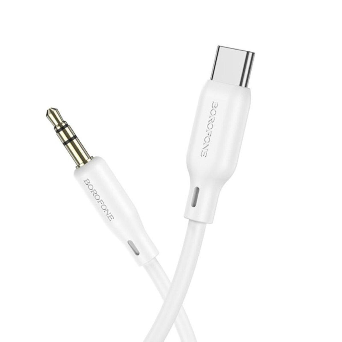 Аудіокабель BOROFONE BL18 Type-C silicone digital audio conversion cable White