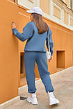 Синій теплий жіночий спортивний костюм із турецького футеру, фото 5