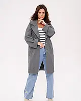 Демисезонное кашемировое пальто с длинными рукавами и длиной до колен ISSA PLUS 13538 M серый от style & step