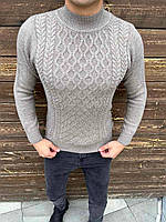Стильный базовый демисезонный серый мужской свитер, молодежный теплый мужской свитер стойка