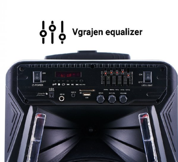 Мощная аккумуляторная портативная колонка ZXX-7373 150 Вт с микрофоном, Переносная аудиосистема 12" с караоке - фото 7 - id-p2008510576