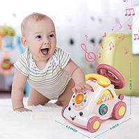Розвиваюча іграшка телефон машинка каталка інтерактивна іграшка для малюків, рожева