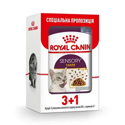 Вологий корм для котів Royal Canin Sensory Taste Jelly pouch 85 г, 3+1 шт - домашня птиця, фото 1