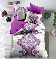 Постельное белье Евро "Виолетта", Комплект постельного белья Сатин DIGITAL, 3d печать BRM