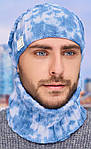 В'язаний чоловічий комплект тай-дай. Чоловічий комплект шапка і шарф-хомут. Шапка і хомут чоловічі. Теплий чоловічий комплект, фото 4