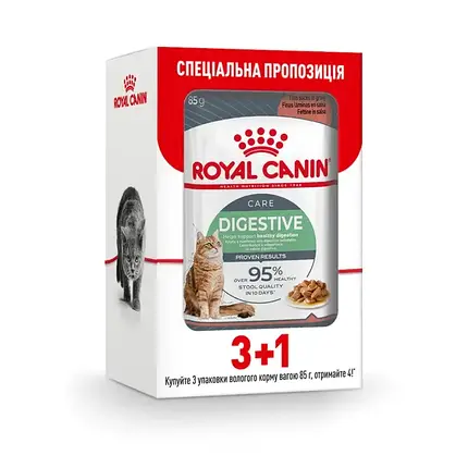 Вологий корм для котів Royal Canin Digest Sensitive Gravy pouch 85 г, 3+1 шт - домашня птиця, фото 1