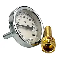 Термометр для котла (0-120°C) D=63 зі штуцером L=43