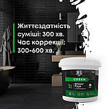 Фуга епоксидна для плитки у ванній Green Epoxy Fyga 1кг (легко змивається, дрібне зерно) Графіт RAL 7012, фото 5