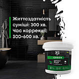 Фуга епоксидна для плитки Green Epoxy Fyga 3кг (легко змивається, дрібне зерно) Білий RAL 9010 plastall, фото 3