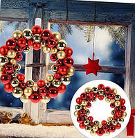 Оригинальный новогодний венок на двери из шариков 34см