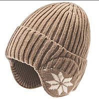 Кофейного цвета зимняя теплая вязаная шапка для мужчин и женщин. Шапка для холодной погоды с плюшевой подкладкой.