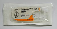 Хирургическая нить Ethicon Этибонд Эксель (Ethibond Excel) 2/0, длина 90 см, 2 кол-реж. иглы 17 мм, W6917