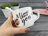 Керамічна чашка з блюдцем "Kiss me" біла, фото 3