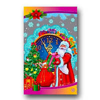 Подарочные Новогодние фольгированные пакеты под конфеты размер 25х40 №34 "Дед Мороз И часы" 100 шт/уп.