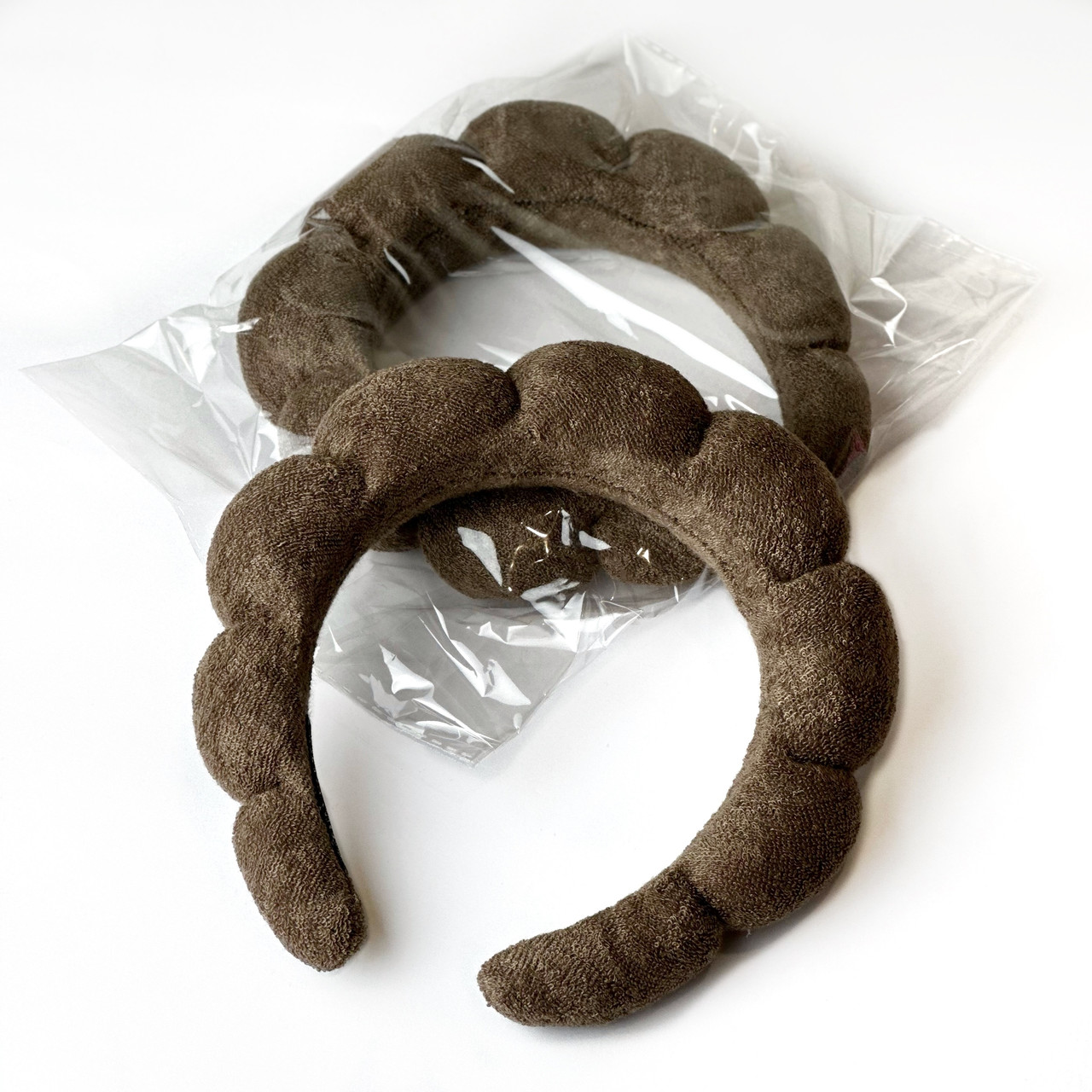 М'який косметичний обруч для вмивання, коричневий, фото 1