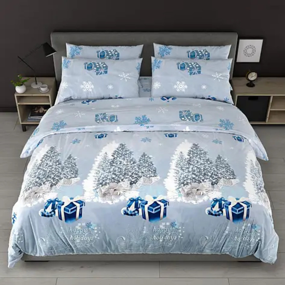 Постільна білизна сімейна Ранфорс бавовна (21641) Комплект з двома підодіяльниками Білизна постільна кольорова, фото 1