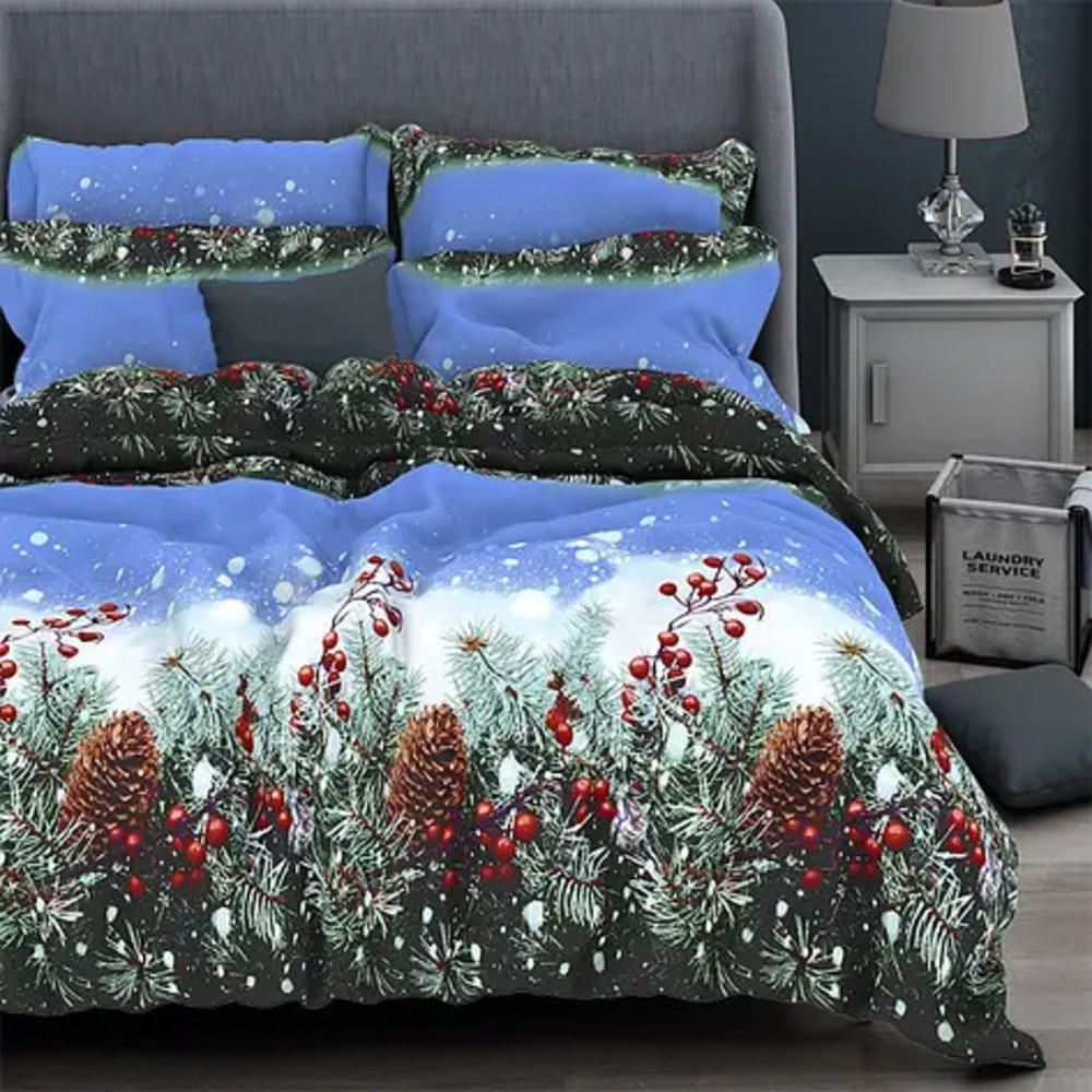 Двоспальний комплект постільної білизни 180х220 Ранфорс бавовна (21584) Кольорова постільна білизна натуральна, фото 1