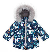 Зимняя детская курточка парка с капюшоном и мехом Dorechi Доречі 92 98 104