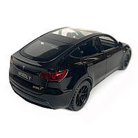 Іграшкова машинка металева Tesla Y, тесла, чорна, звук, світло, інерція, откр двері, багажник, капот, Автоексперт, 1:32,, фото 3