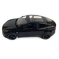 Іграшкова машинка металева Tesla Y, тесла, чорна, звук, світло, інерція, откр двері, багажник, капот, Автоексперт, 1:32,, фото 5