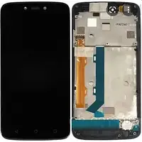 Дисплей Motorola Moto C Plus (XT1723) модуль в сборе (экран и сенсор) с рамкой, оригинал, черный