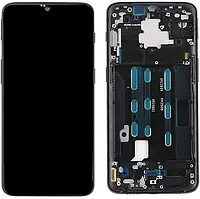 Дисплей OnePlus 6T модуль в сборе (экран и сенсор) с рамкой, оригинальный размер матрицы, оригинал, черный