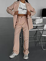 Женский стильный костюм двойка брюки и оверсайз пиджак ткань костюмка 42-44 44-46 46-48