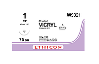 Хирургическая нить Ethicon Викрил (Vicryl) 1, длина 75 см, обр-реж. игла 40 мм, W9321