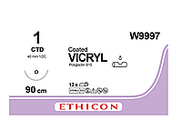 Хирургическая нить Ethicon Викрил (Vicryl) 1, длина 90 см, колющая тупоконечная игла 40 мм, W9997
