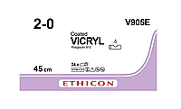 Хирургическая нить Ethicon Викрил (Vicryl) 2/0, 45 см, без иглы, V905E