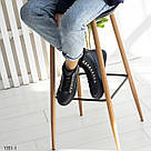 Чорні жіночі зимові шкіряні черевики на шнурку, фото 2