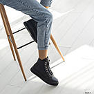 Чорні жіночі зимові шкіряні черевики на шнурку, фото 7