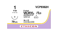 Хирургическая нить Ethicon Викрил Плюс (Vicryl Plus) 1, длина 70 см, кол-реж. игла 31 мм, VCP9362H