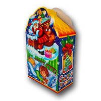 Новогодняя коробка для конфет №224 на 600 грамм "Дети с подарками" 25 шт/уп.