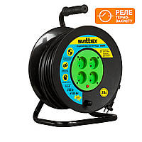 Удлинитель на катушке с термозащитой, 25м, 2х2,5 мм² черный кабель SVITTEX