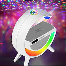 Нічник Smart Light Sound Machine RGB LIGHT з бездротовою зарядкою 15W, Настільна лампа Нічник із будильником і Bluetooth Колонкою, фото 3