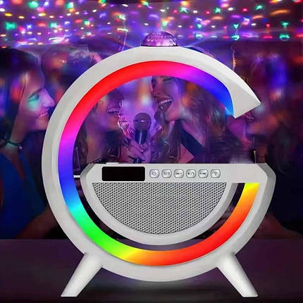 Нічник Smart Light Sound Machine RGB LIGHT з бездротовою зарядкою 15W, Настільна лампа Нічник із будильником і Bluetooth Колонкою, фото 1