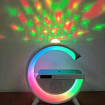 Нічник Smart Light Sound Machine RGB LIGHT з бездротовою зарядкою 15W, Настільна лампа Нічник із будильником і Bluetooth Колонкою, фото 6